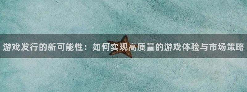 亿万28官网登录注册不了：游戏发行的新可能性：如何实现高质量的游戏体验与市场策略